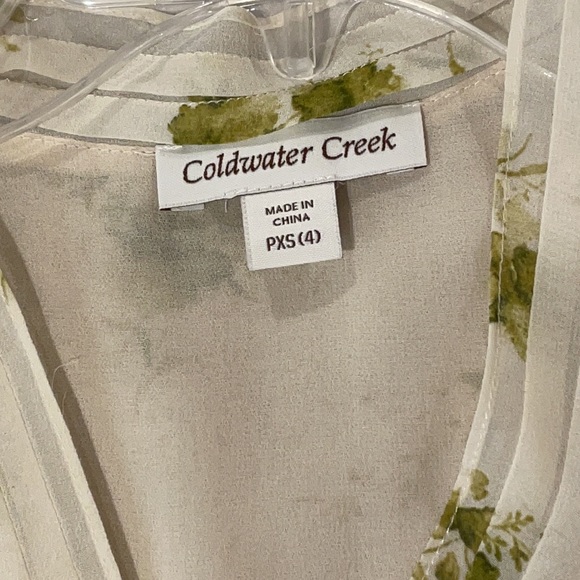 Cold Water Creek Green Floral Blouse - Picture 3 of 6